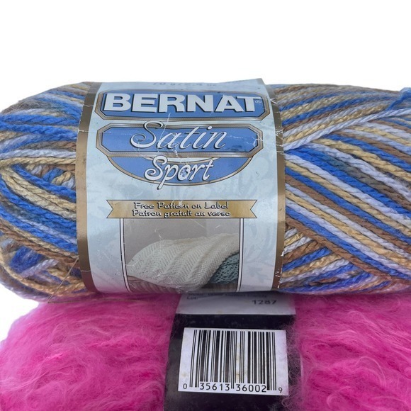 Lot of Yarn & Embroidery Floss Bernat‎ Blue, Pink, Green. Nylon, Wool, Acrylic. - Picture 2 of 8